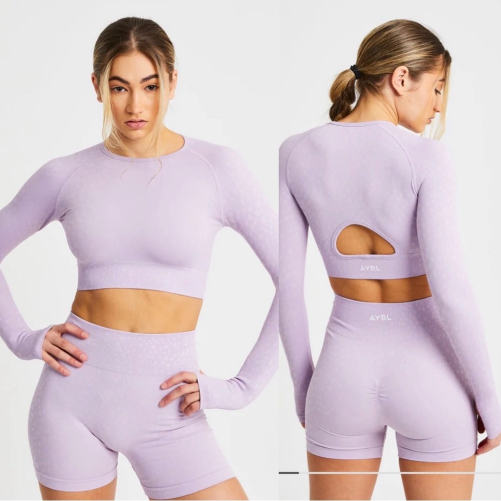 AYBL Lilac Evolve Speckle Seamless Long Sleeve Top NWT